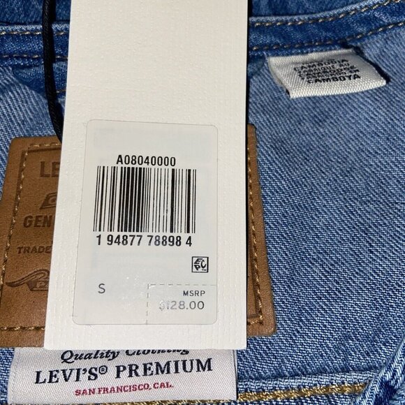 Levi's Premium Women's Prairie Trucker Jacket SMALL Blue Denim Ruffles Feminine - Picture 5 of 8